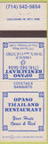 Matchbook Cover - Opaso Restaurant Orange CA