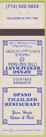 Matchbook Cover - Opaso Restaurant Orange CA