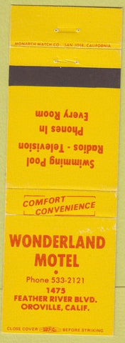 Matchbook Cover - Wonderland Motel Oroville CA