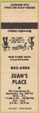 Matchbook Cover - Juan's Place Berkeley CA Mexican Food beige
