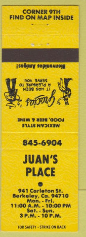 Matchbook Cover - Juan's Place Berkeley CA Mexican Food yellow