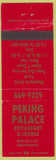 Matchbook Cover - Peking Palace Chinese Food Manchester NH
