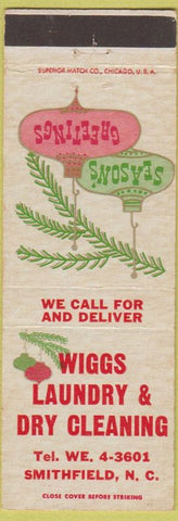 Matchbook Cover - Wiggs Laundry Dry Cleaning Smithfield NC Christmas