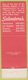 Matchbook Cover - Salvatores' Anaheim Downey Paramount CA Christmas
