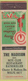 Matchbook Cover - The Madison Night Club NO TOWN