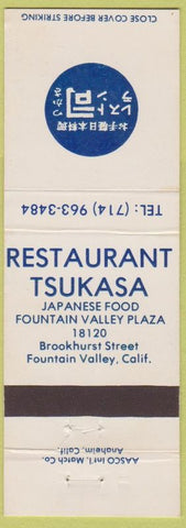 Matchbook Cover - Restaurant Tsukasas Japanese Food Fountain Valley CA