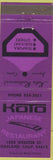 Matchbook Cover - Koto Japanese Restaurant Oakland CA purple