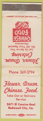 Matchbook Cover - Flower Drum Chinese Restaurant Redwood City CA WEAR