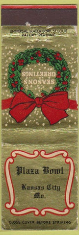 Matchbook Cover - Plaza Bowl Kansas City MO Christmas WORN