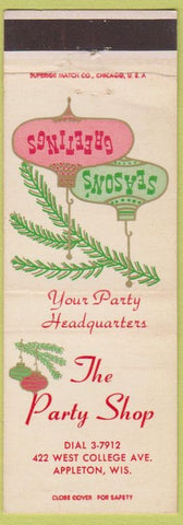 Matchbook Cover - The Party Shop Appleton WI Christmas WEAR