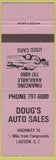 Matchbook Cover - Doug's Auto Sales Ladson SC lavender