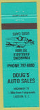 Matchbook Cover - Doug's Auto Sales Ladson SC teal