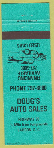 Matchbook Cover - Doug's Auto Sales Ladson SC teal