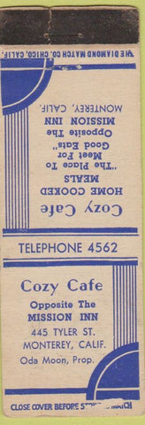 Matchbook Cover - Cozy Cafe Monterey CA