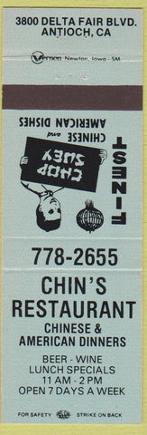 Matchbook Cover - Chin's Restaurant Antioch CA Chinese