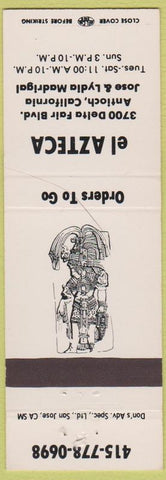 Matchbook Cover - El Azteca Mexican Restaurant Antioch CA white