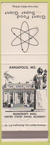 Matchbook Cover - Giant Food Grocery Store US Naval Academy Annapolis MD