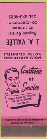 Matchbook Cover - JA Vallee General Store St Honore QC Neon Pink WEAR