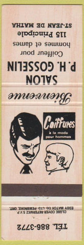 Matchbook Cover - Salon PH Gosselin Men's Barber Salon ST Jean De Matha QC
