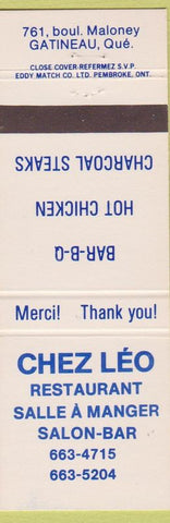 Matchbook Cover - Chez Leo Restaurant Gatineau QC