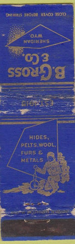 Matchbook Cover - B Gross Sheridan WY Furs Pelts Hides WORN