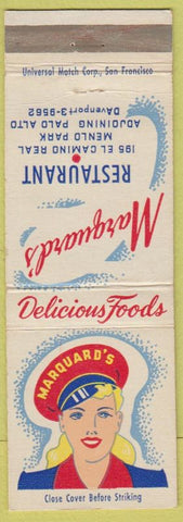 Matchbook Cover - Marquard's Restaurant Menlo Park CA gilrie