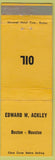Matchbook Cover - Edward W Ackley Oil Boston Houston