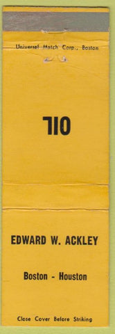 Matchbook Cover - Edward W Ackley Oil Boston Houston