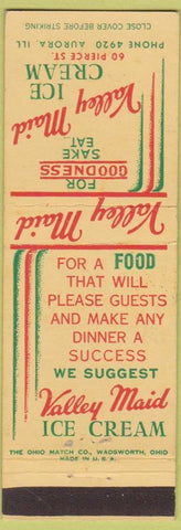Matchbook Cover - Valley Maid Ice Cream Aurora IL