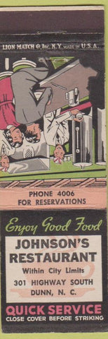 Matchbook Cover - Johnson's Restaurant Dunn NC