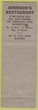 Matchbook Cover - Johnson's Restaurant Dunn NC