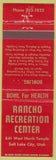 Matchbook Cover - Rancho Rec Center Salt Lake City UT Bowling