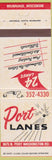 Matchbook Cover - Port Lanes Bowling Milwaukee WI