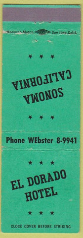 Matchbook Cover - El Dorado Hotel Sonoma CA green