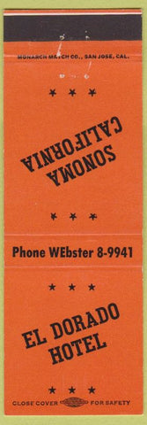 Matchbook Cover - El Dorado Hotel Sonoma CA orange