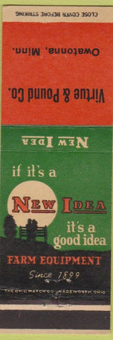 Matchbook Cover - New Idea Tractors Virtue Pound Owatonna MN