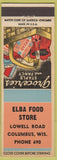 Matchbook Cover - Elba Food Store Grocery Columbus WI