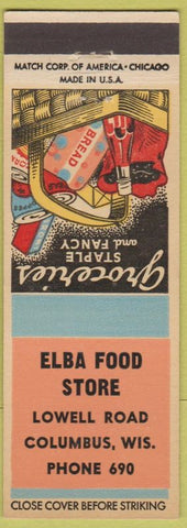 Matchbook Cover - Elba Food Store Grocery Columbus WI