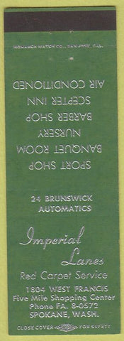 Matchbook Cover - Imperial Lanes Bowling Spokane WA Brunswick