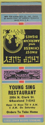 Matchbook Cover - Young Sing Chinese Restaurant Chicago IL