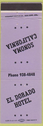 Matchbook Cover - El Dorado Hotel Sonoma CA purple WEAR