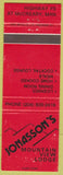 Matchbook Cover - Jonasson's Mountain View Lodge McCreary MB