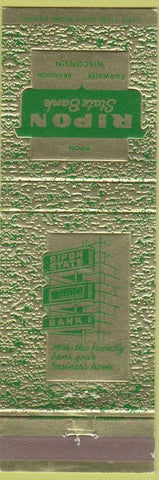 Matchbook Cover - Ripon State Bank Fairwater Brandon WI