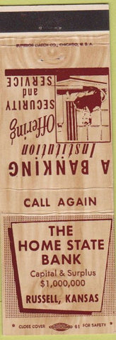 Matchbook Cover - Home State Bank Russell KS