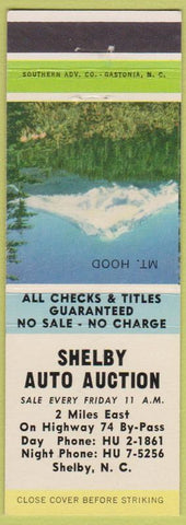 Matchbook Cover - Shelby Auto Auction NC