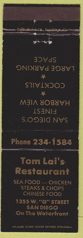 Matchbook Cover - Tom Lai's Restaurant San Diego CA