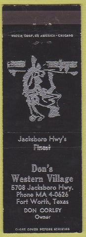 Matchbook Cover - Don's Western Tavern Fort Worth TX