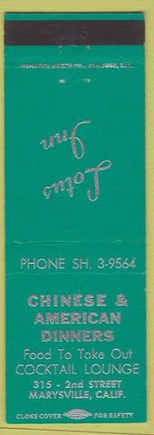 Matchbook Cover - Lotus Inn Chinese Restaurant Marysville CA