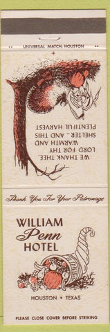 Matchbook Cover - William Penn Hotel Houston TX