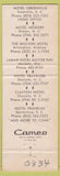 Matchbook Cover - Curtis Hotels Hickory Charlotte NC Spartanburg Greenville SC